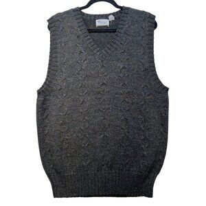 Vintage Parker Of Vienna Knit Sweater Vest XL Gray Wool Blend